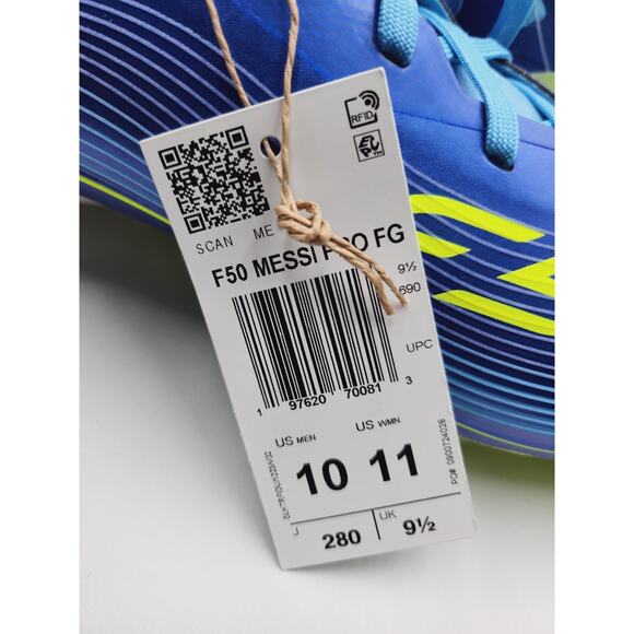 Mens 10 Adidas F50 Messi Pro FG Firm Ground Soccer Cleats Blue Neon main image 6
